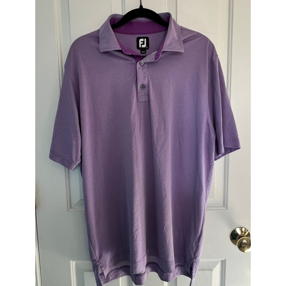 FootJoy FJ Men's Performance Golf Polo L Purple Geometric Dot 1314246 EUC